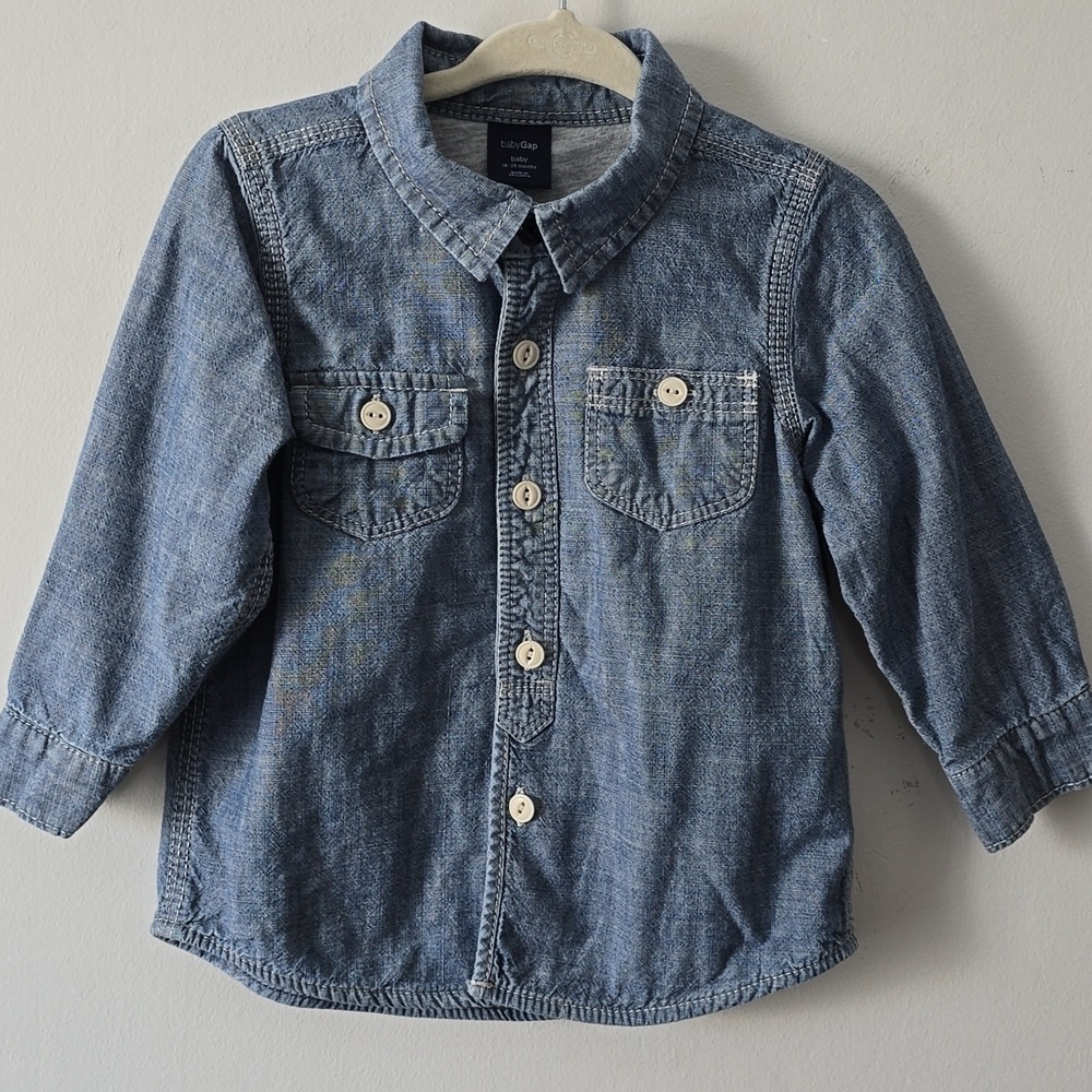 GAP Kids Chambray Denim Longsleeve Top 18-24 Months